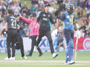 New Zealand players celebrate after